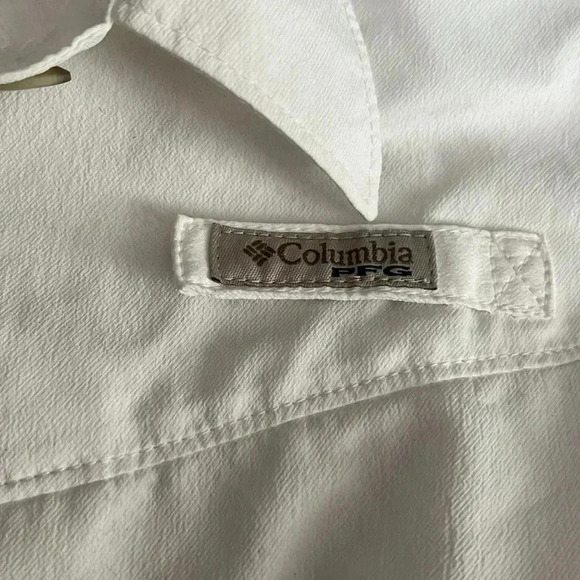 [L]Columbia PFG Omni Shield Blood N  Nuts White L/S Shirt - Picture 6 of 10